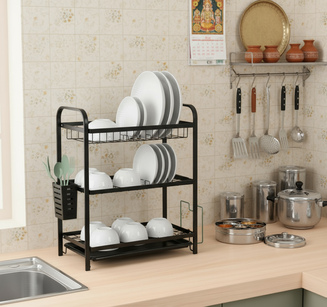 3-Tier Stainless Steel Dish Drying Rack - SimplifiNest