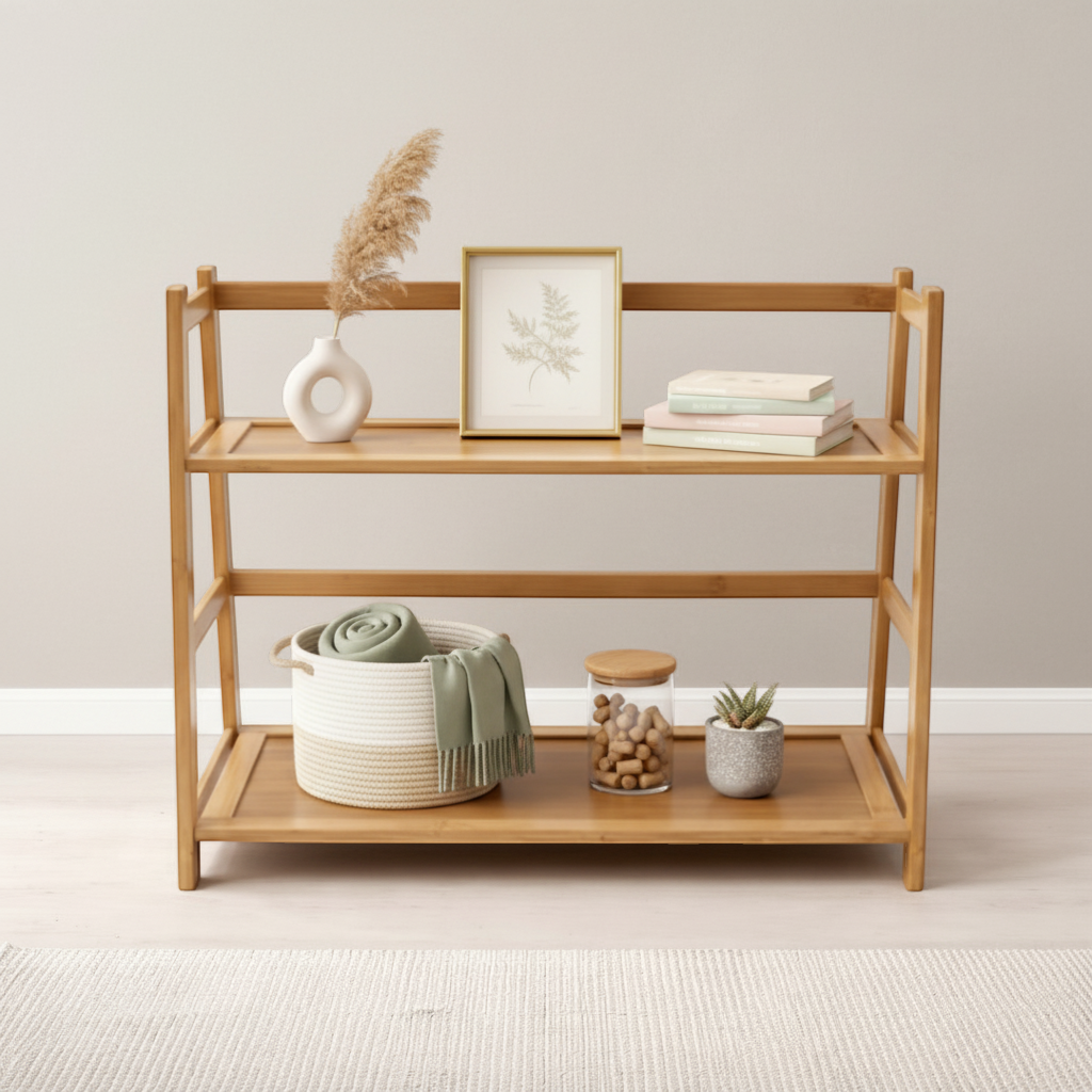 2-Tier Bamboo Countertop Rack — Kitchen, Bathroom & Desk Organizer