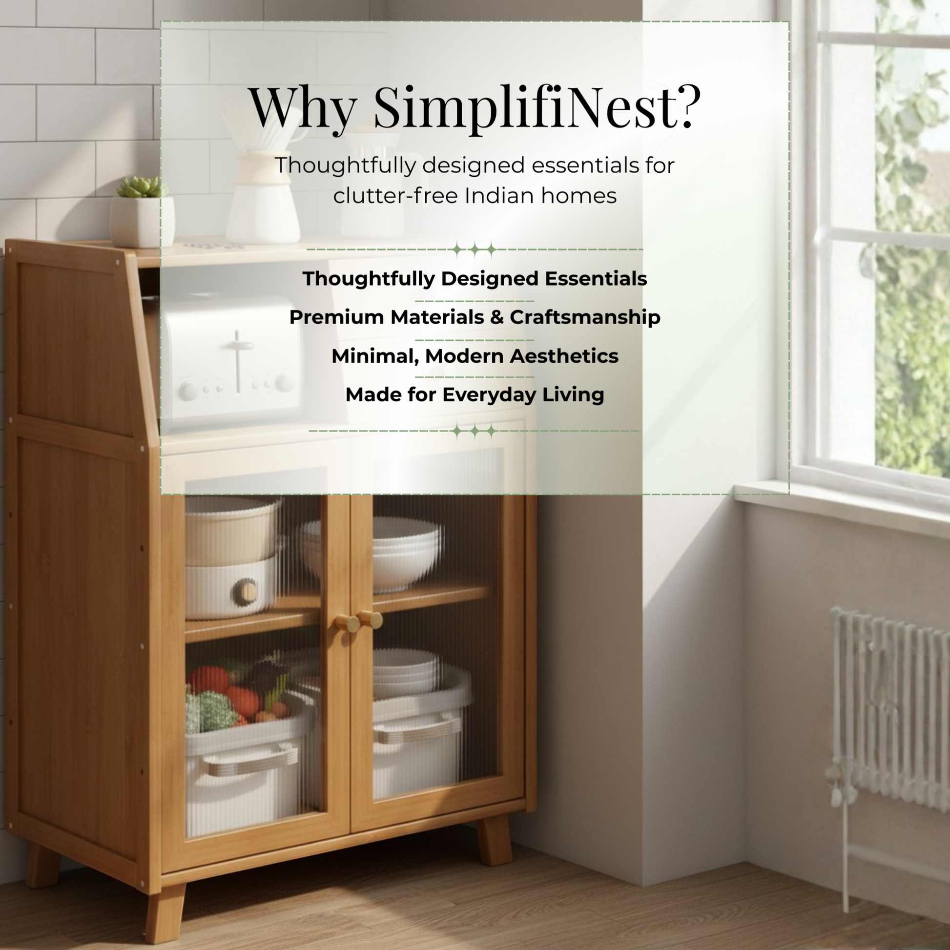 Bamboo Sideboard Feature Detail – SimplifiNest Dual Drawer Cabinet India Eco Furniture