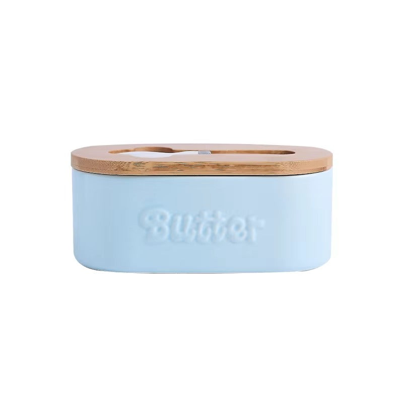 Ceramic Butter Keeper with Bamboo Lid & Knife - SimplifiNest